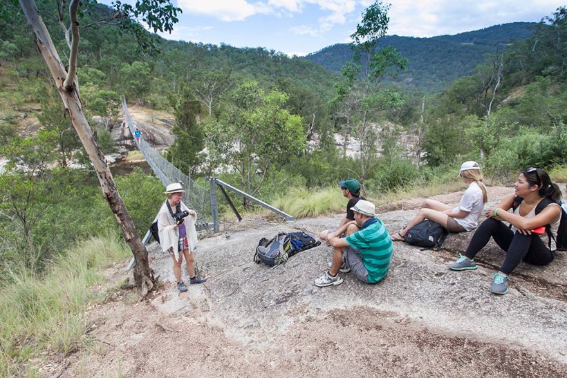 His friends waiting for him.