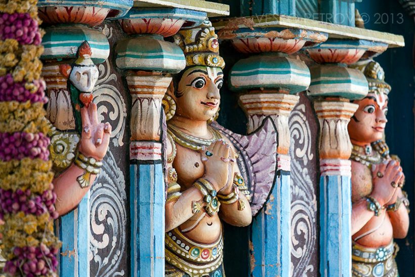 Sri Ranganathaswamy Temple at Trichi has lots of colorful demons and gods.