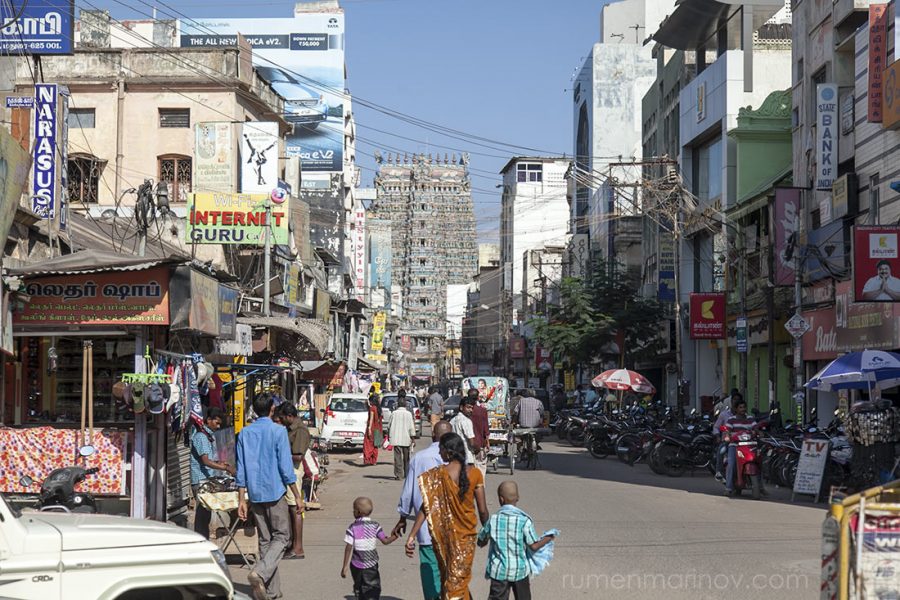 You can see one of the Sri Meenakshi Temple's towers from every street in Madurai.
