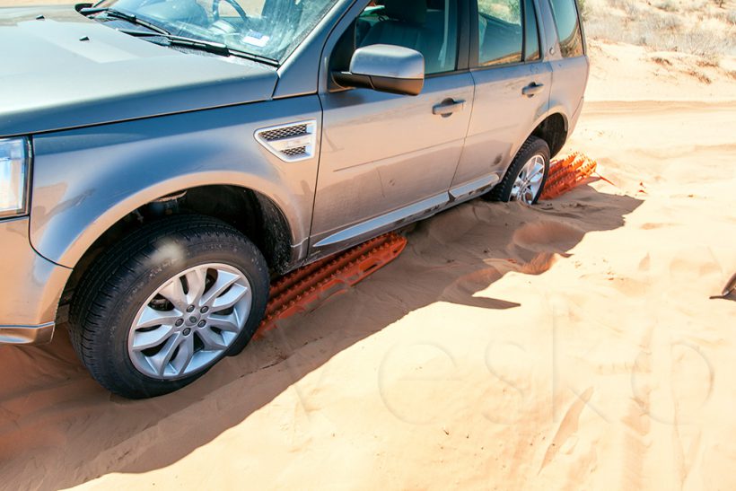 Bogged in the sand.