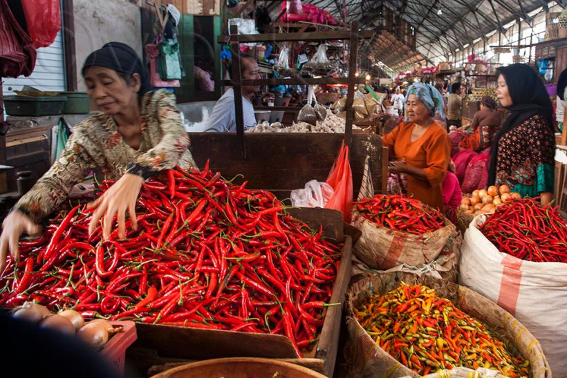 Hot Chilli in abundance at Pasar Pabean.
