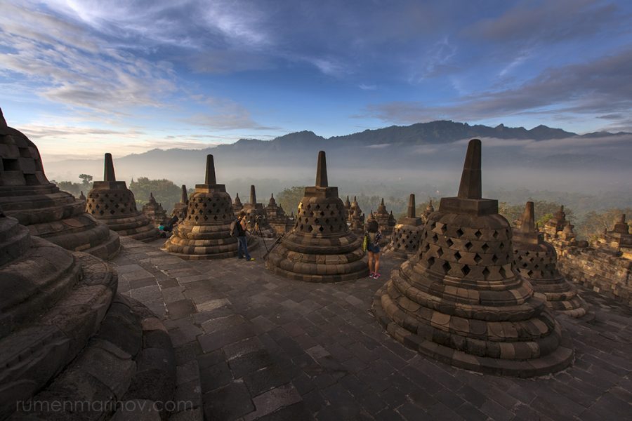 Sunrise at Borobudur Temple.
