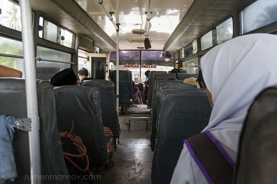 In the bus to Jogja nothing interesting happens. This is a rare sight to see - empty bus in Indonesia.