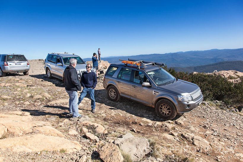 On top of Mt Coree there is not enough space to fit Mike's Freelander 2 in the same shot.