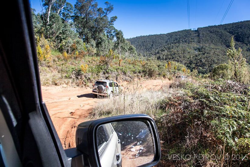 Here I try to get all four vehicles in one shot. You can see Mike in the rear vision mirror, which is still cracked (didn't have time to re-place it).