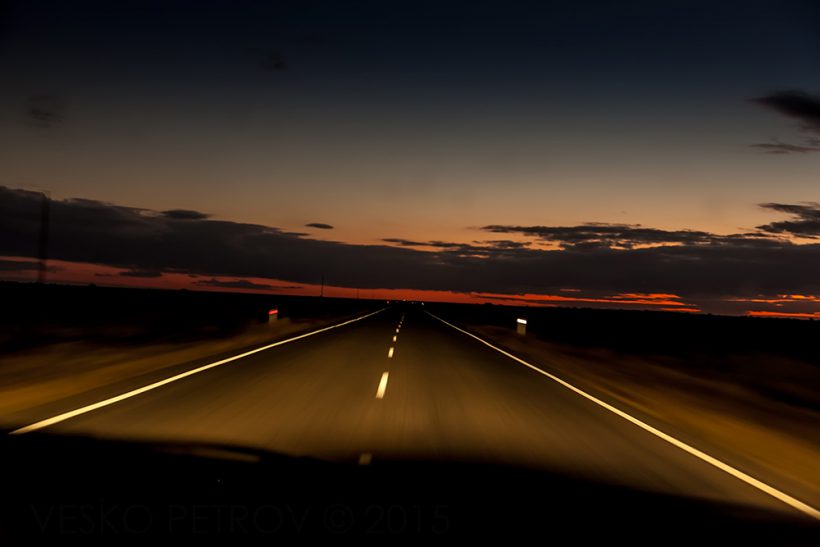 Driving after dusk.
