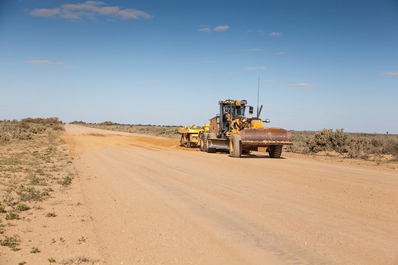 A grader at work on the road to Maree.