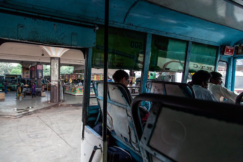 At the beginning I am shocked by the interior (and the exterior for that matter) of the ordinary Tamil Nadu buses. You get used to it after a while and stop noticing it. The important thing is that they are efficient and cheap. I used more than 30 buses along the way and all of them were right on time, never braking down, never colliding or delaying the trip for some reason, and always transporting interesting people.